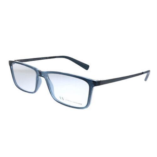 Armani Exchange AX 3027 8238 Shiny Transparent Blue Plastic Eyeglasses 55mm