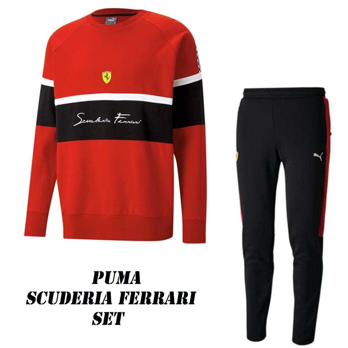 Puma Scuderia Ferrari Race Xtg Men`s Sweatshirt Pants Set Red/black/white