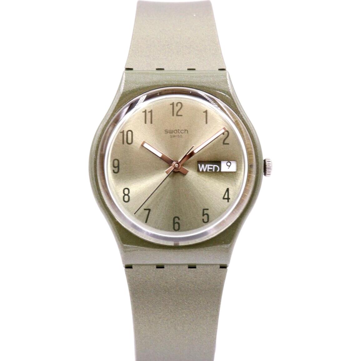 Swiss Swatch Originals Pearlygreen Silicone Day-date Watch 34mm GG712