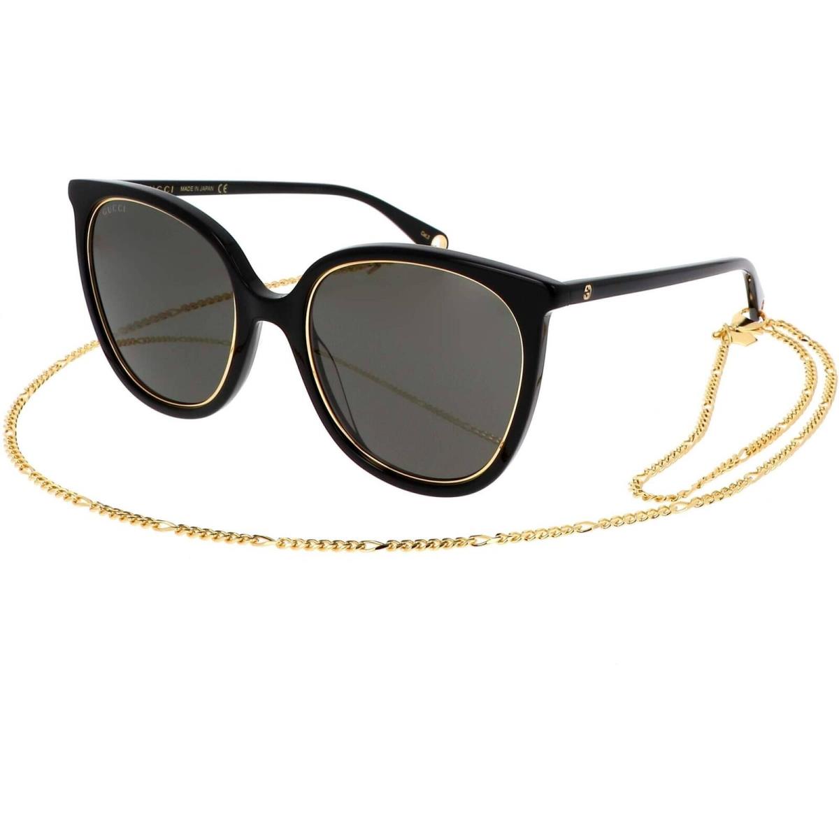 Gucci GG1076S 003 Sunglasses Women`s White/grey Gradient W/gold Necklace Cha