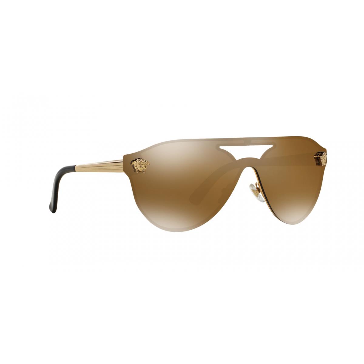 Versace VE2161 1002F9 Gold Glam Medusa Sunglasses Brown Mirror Bronze Lens 42mm