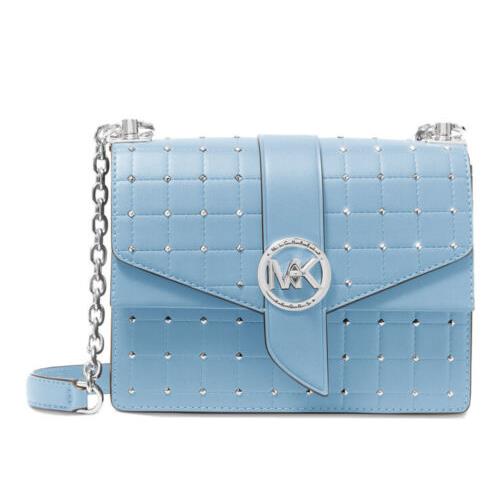 Michael Kors Greenwich Crossbody Bag Chambray Blue Stud Polyurethane