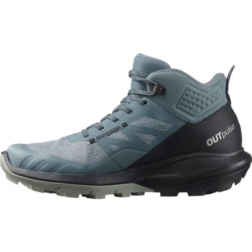 Salomon Men`s Outpulse Mid Gore-tex Hiking Boots For Women Trail Running Shoe Stormy Weather/Black/Wrought Iron
