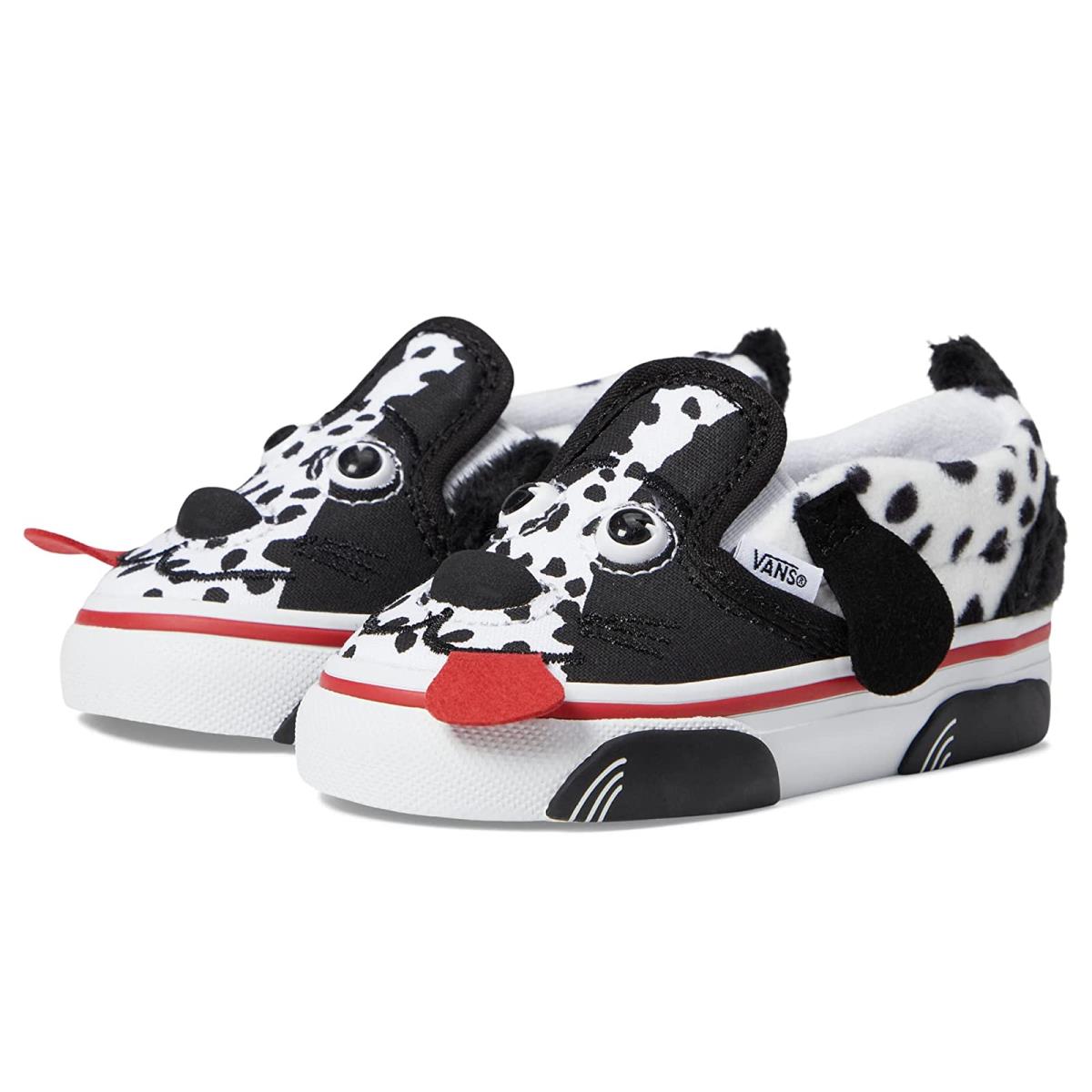 Boy`s Sneakers Athletic Shoes Vans Kids Dog Slip-on V Infant/toddler Dalmatian Black/True White