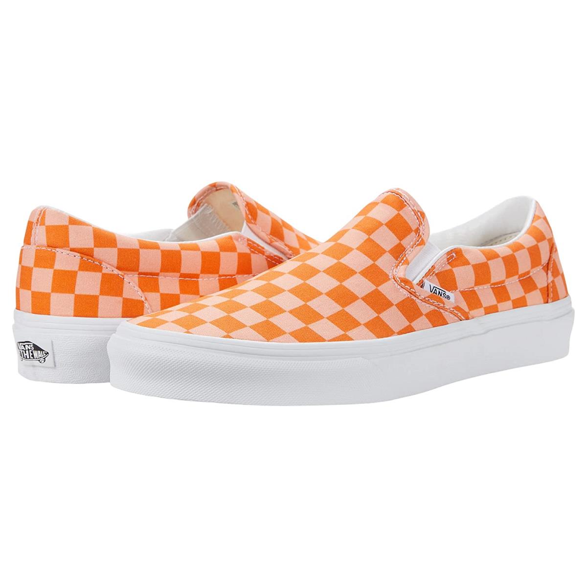 Unisex Sneakers Athletic Shoes Vans Classic Slip-on Checkerboard Peach Nectar