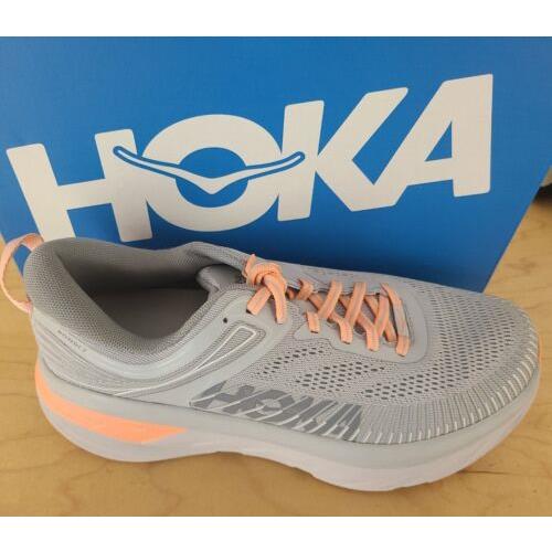 Hoka One One Bondi 7 Wide Sneaker Shoes 1110531 Hmsh Womens 9.5 D Harbor Mist
