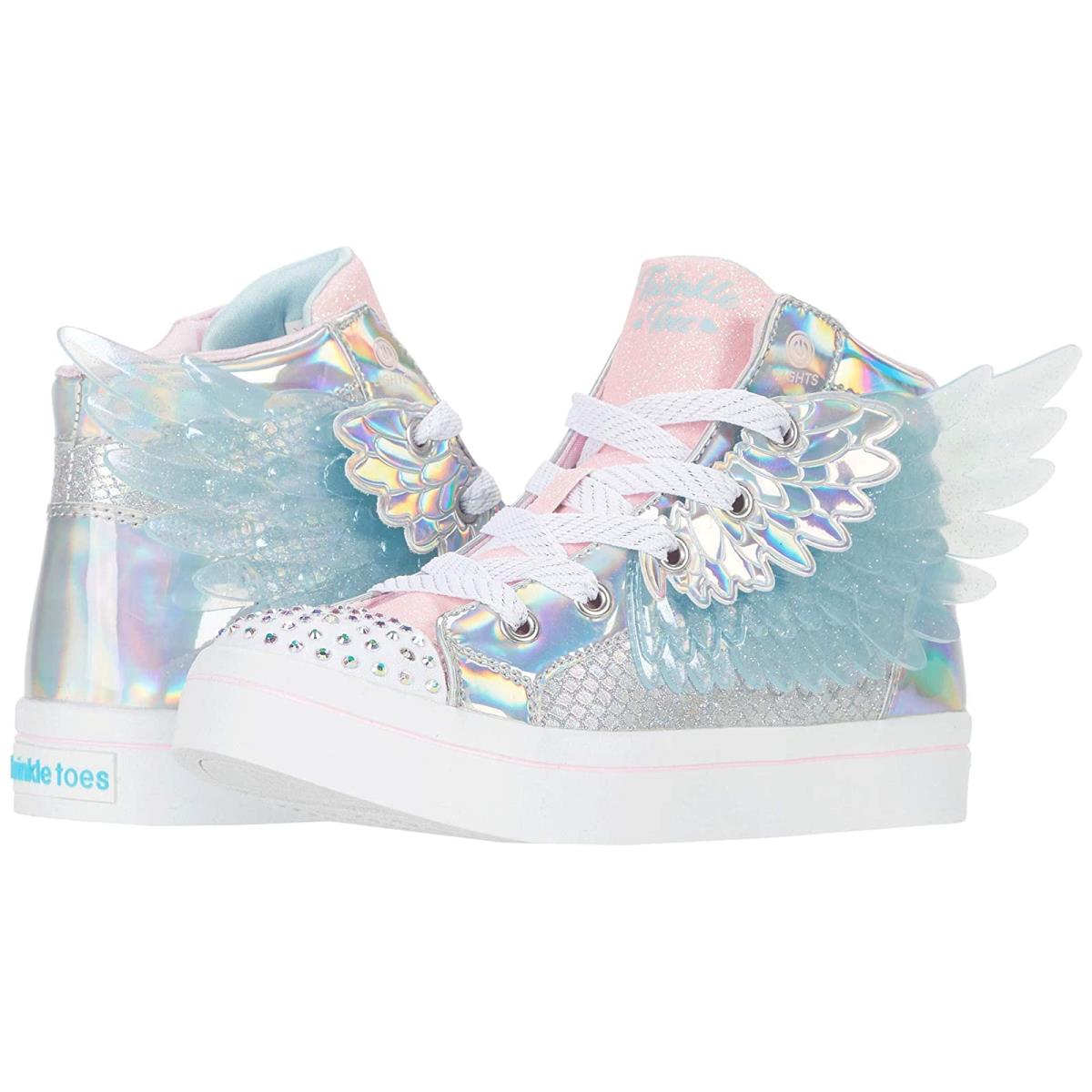 Girl`s Shoes Skechers Kids Twinkle Toes - Twi-lites 2.0 314401L Little Kid Silver/Pink