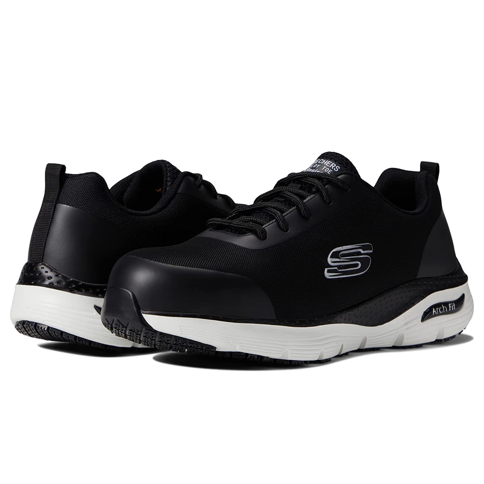 Man`s Shoes Skechers Work Arch Fit SR - Ringstap Alloy Toe Black/White