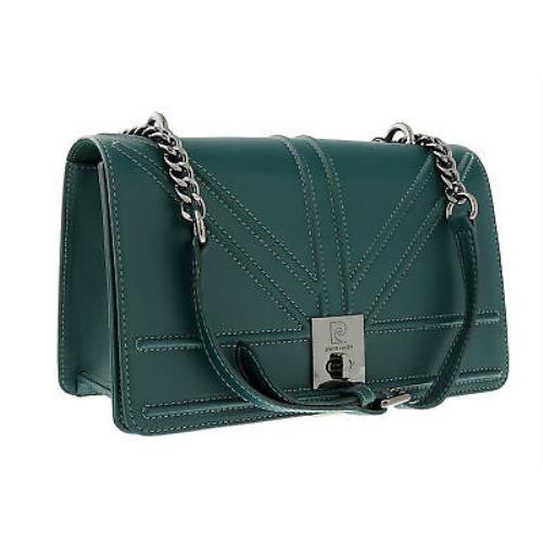 Pierre Cardin Teal Leather Small Structured Shoulder Bag