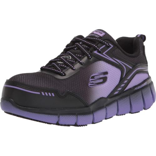Skechers Women`s Lace Up Athletic Safety Toe Construction Shoe Black/Purple