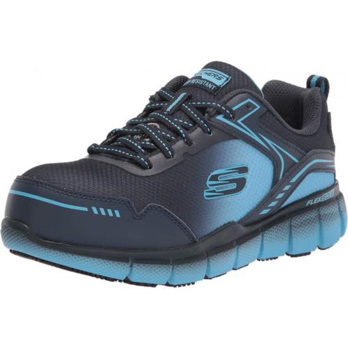 Skechers Women`s Lace Up Athletic Safety Toe Construction Shoe Navy/Blue