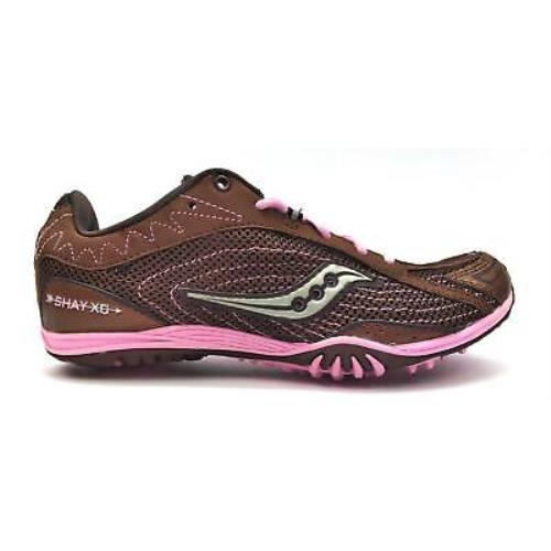 Saucony Women`s Shay XC Track Field Spike Shoes Brown Silver Pink Size 7.5