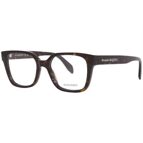 Alexander Mcqueen AM0358O 002 Eyeglasses Frame Men`s Havana Full Rim 52mm