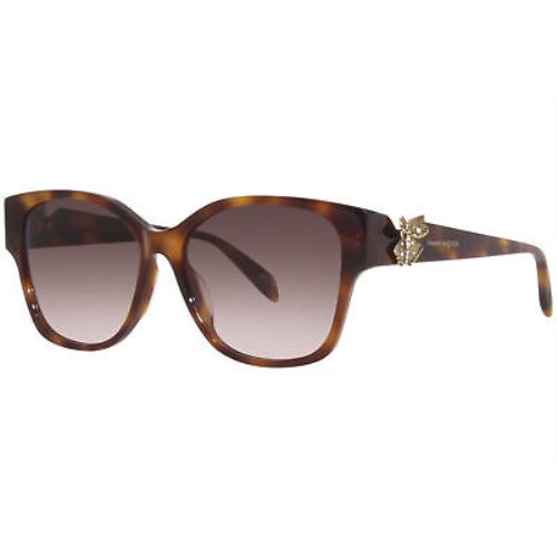 Alexander Mcqueen AM0370S Women`s 002 Sunglasses Havana/brown Gradient Lens 56mm