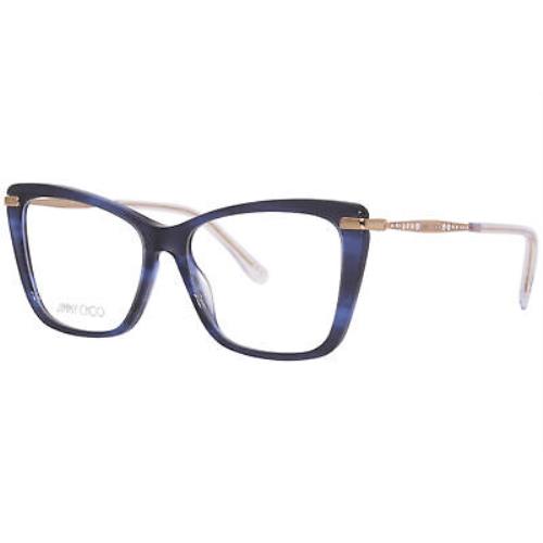 Jimmy Choo JC297 Jbw Eyeglasses Women`s Blue Havana Fullrim Rectangle Shape 54mm