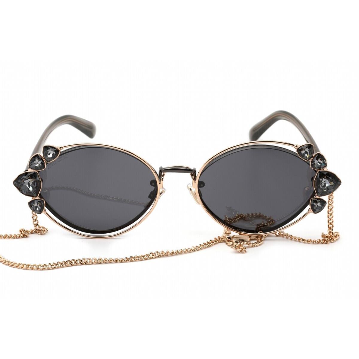 Jimmy Choo Chain Sunglasses Shine/s 2M2/1R Black Gold Gray Lens 58mm