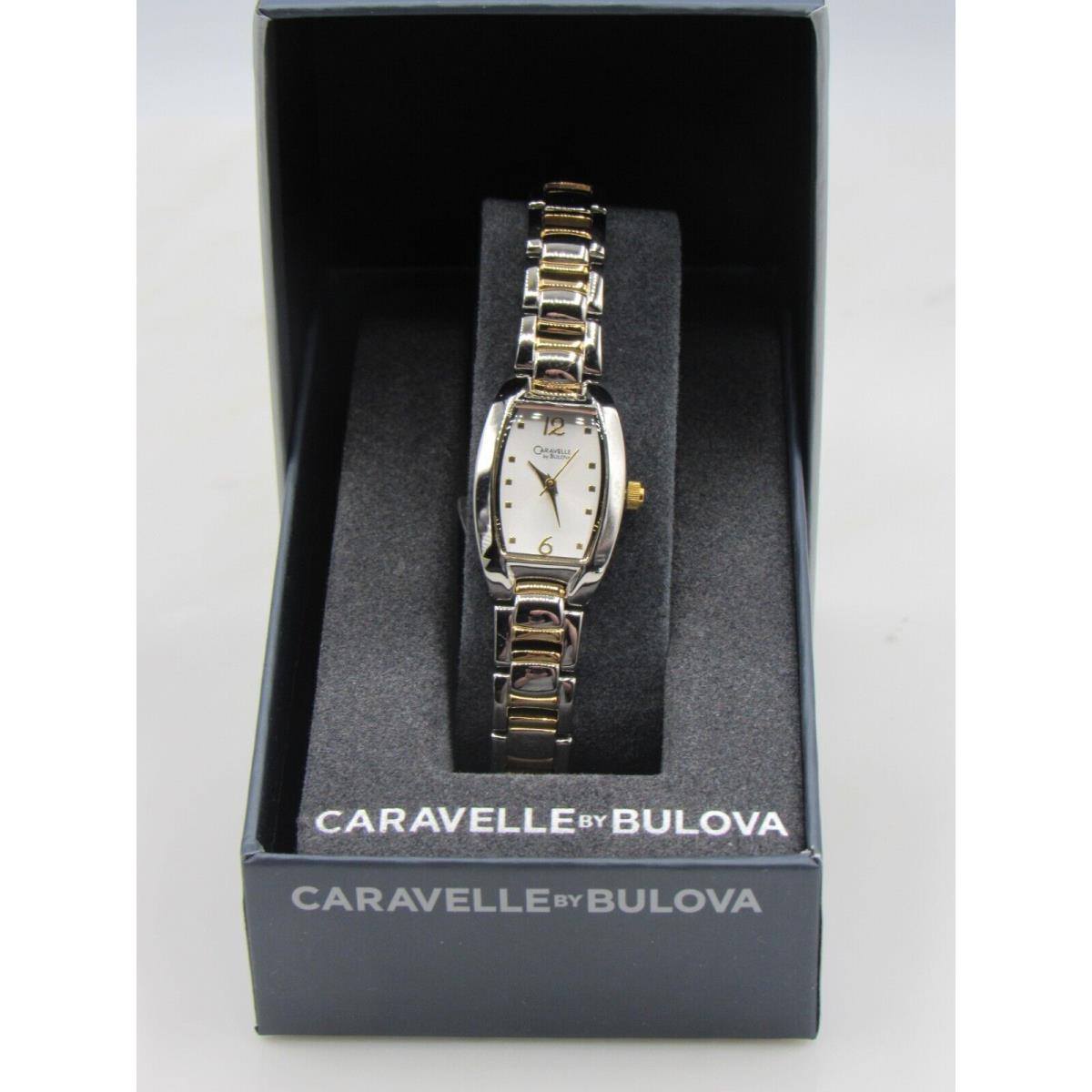 Caravelle BY Bulova 45L116 Women`s Silver and Gold Tone Analog Tonneau Watch