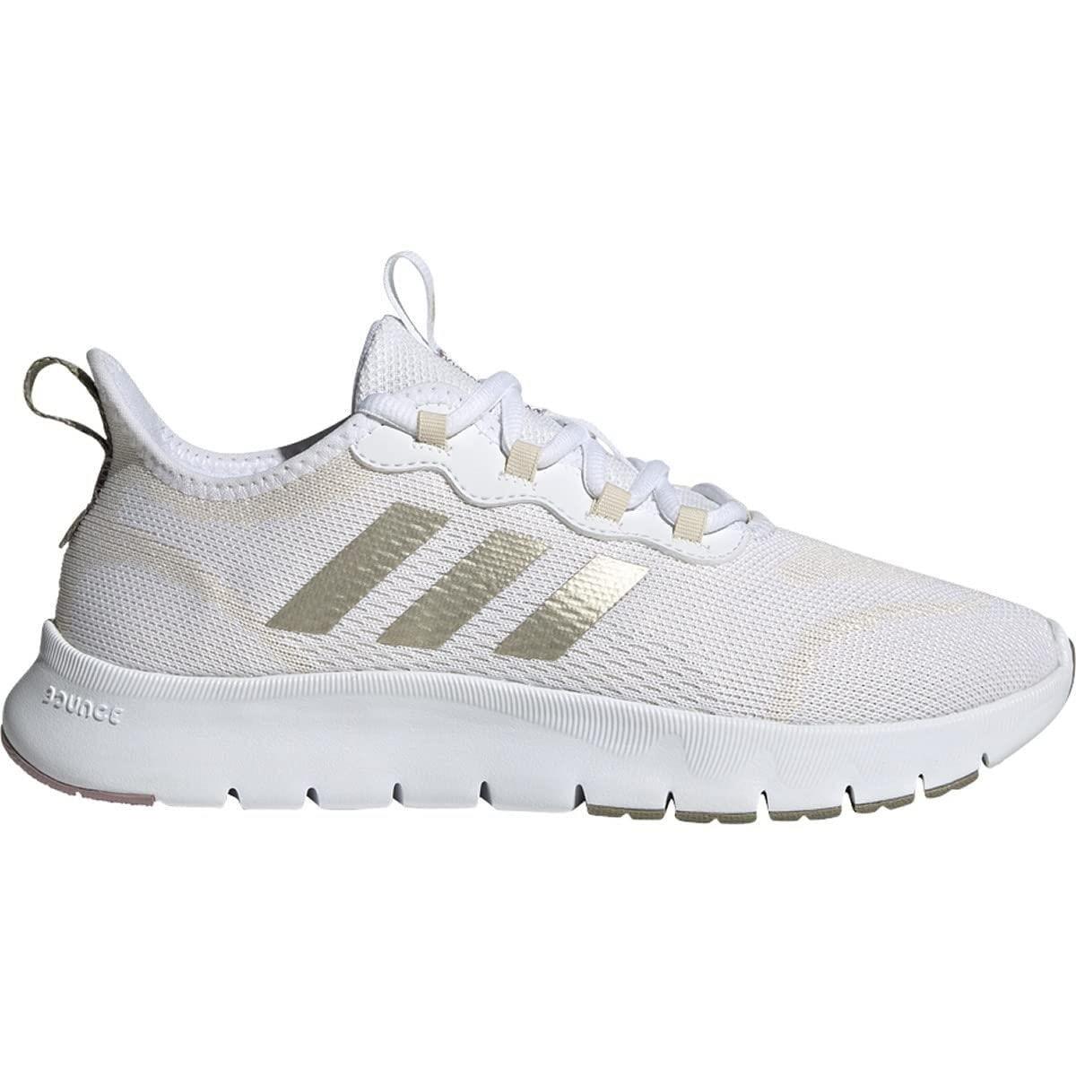 Woman`s Sneakers Athletic Shoes Adidas Running Nario Move White/Sandy Beige Metallic/Orbit Green