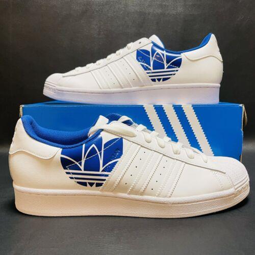 Adidas Superstar Men`s Athletic Sneakers White Royal Blue Shoes FY2826