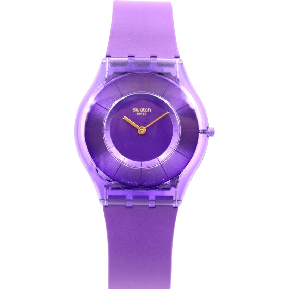 Swiss Swatch Classic Skin Purple Silicone Women Watch 34mm SS08V103