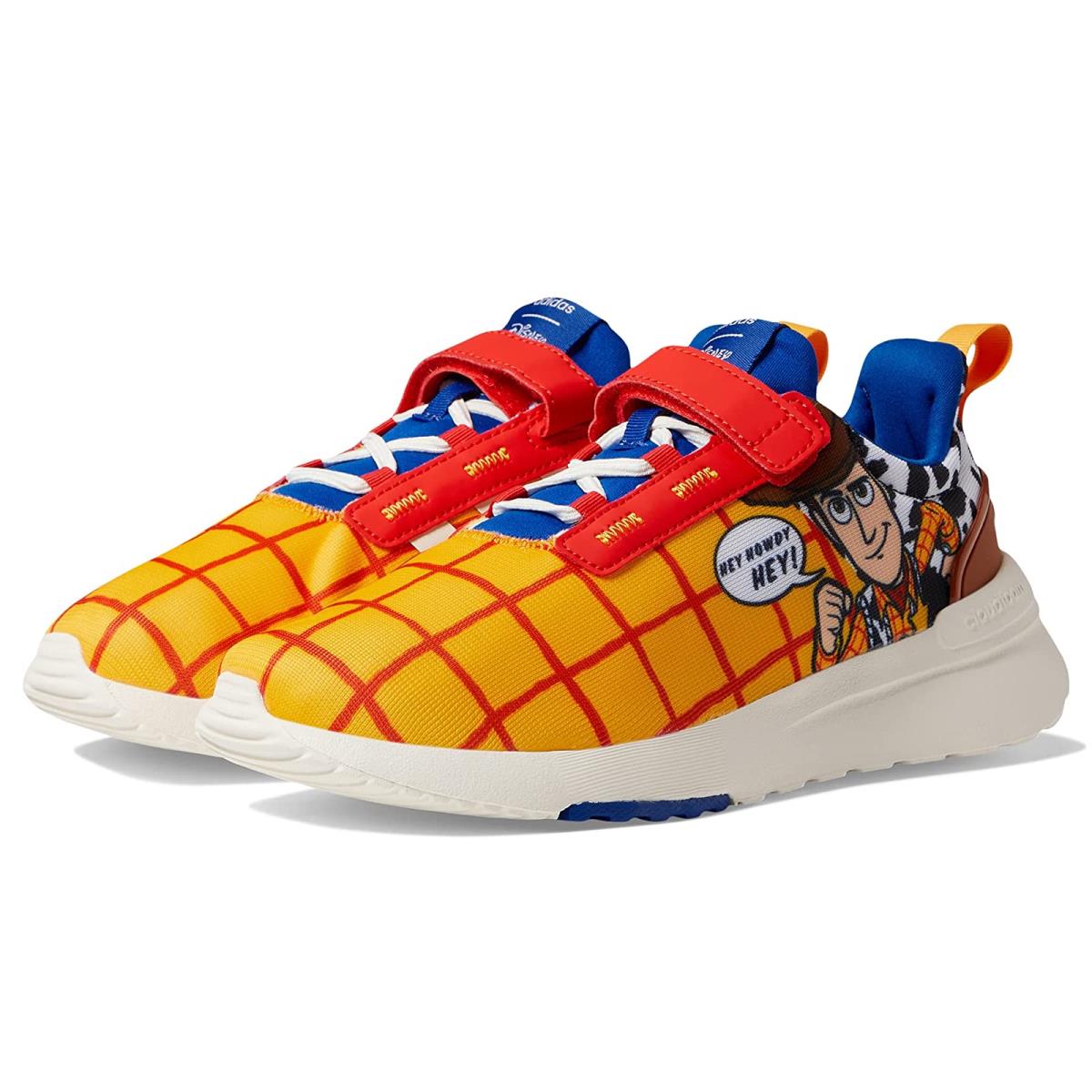 Boy`s Sneakers Athletic Shoes Adidas Kids Racer TR21 Woody Little Kid Semi Solar Gold/Off-White/Team Royal Blue