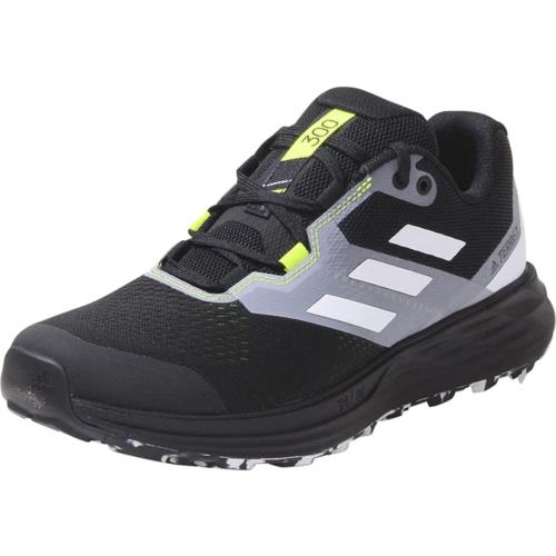 Adidas Men`s Terrex Two Flow Trail Running Shoe Core Black/Crystal White/Solar Yellow
