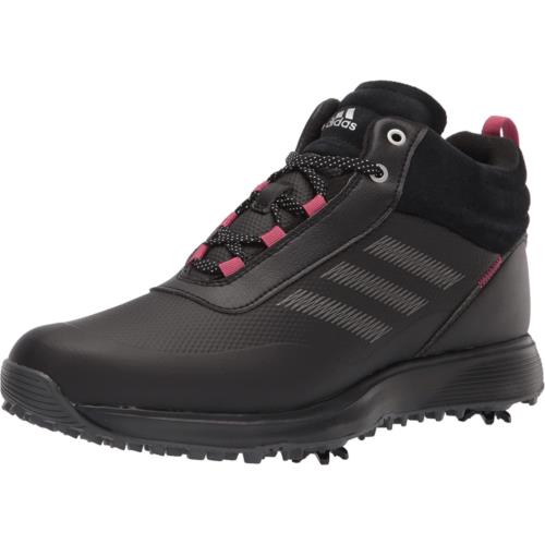 Adidas Women`s S2g Recycled Polyester Mid Cut Golf Shoes Core Black/Dark Silver/Wild Pink