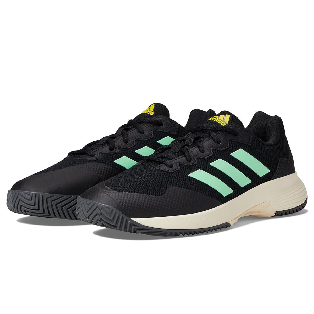Man`s Sneakers Athletic Shoes Adidas Gamecourt 2 Black/Beam Green/Beam Yellow