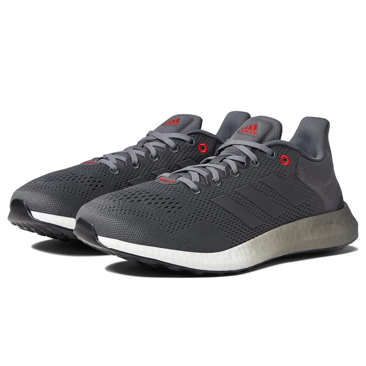 Man`s Sneakers Athletic Shoes Adidas Running Pureboost 21 Grey/Grey/Vivid Red 1