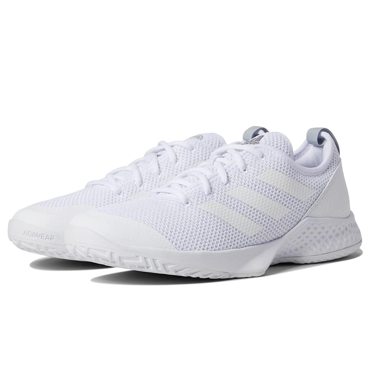 Woman`s Sneakers Athletic Shoes Adidas Courtflash White/White/Silver Metallic