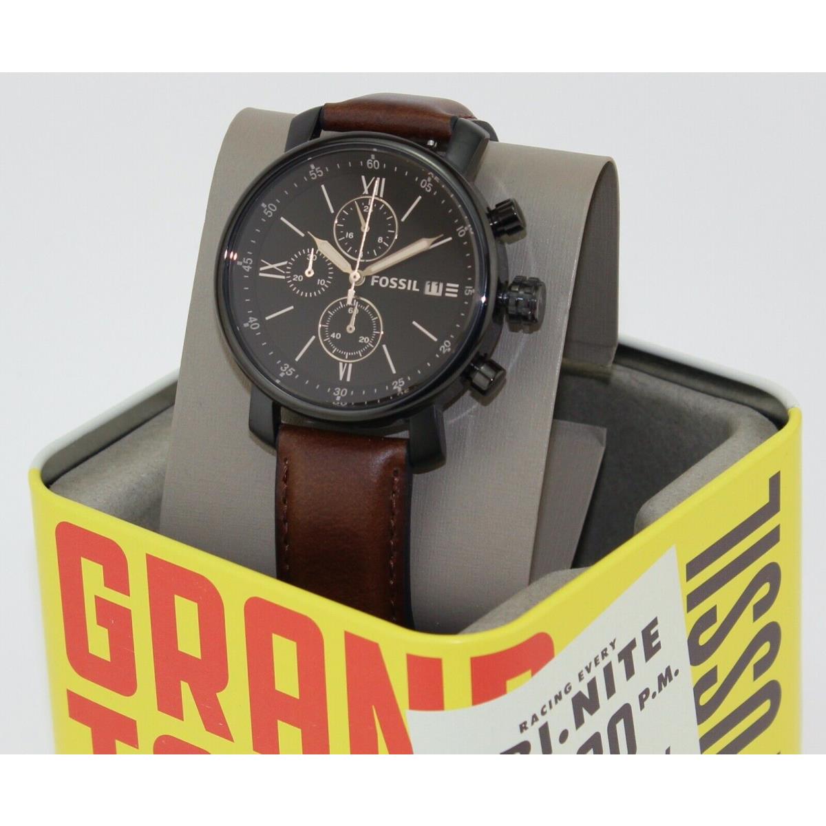 Fossil Rhett Chronograph Black Brown Leather Men`s BQ2459 Watch