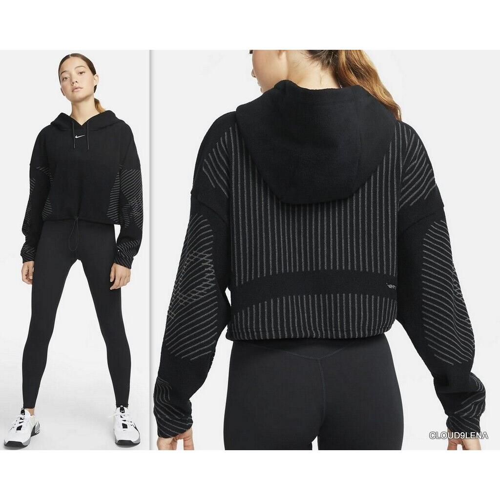 Nike Pro Therma-fit Adv Hooded Oversized Crop Sweatshirt DD6328 Size M
