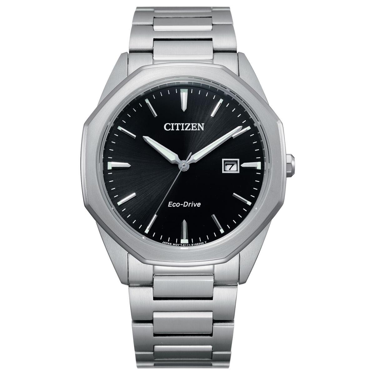 Citizen Eco-drive Corso Men`s Black Dial Bracelet Watch BM7490-52E - Black Dial, Silver Band, Silver Bezel