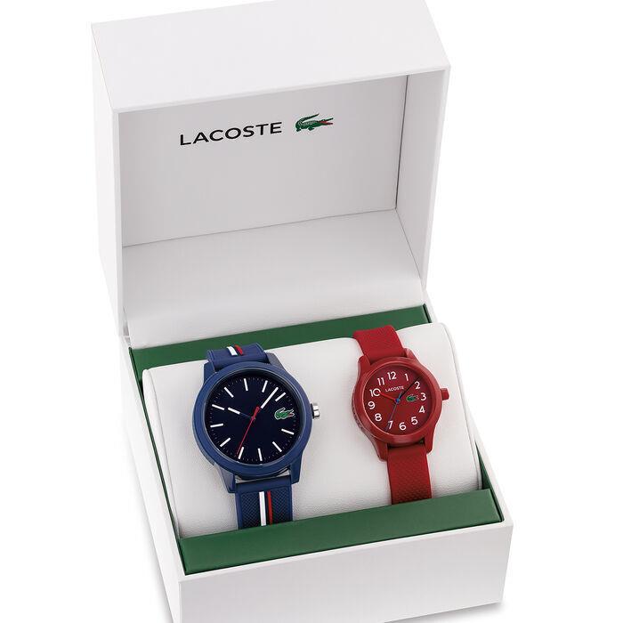 Lacoste L12.12 Mens and Kids 42 mm 32 mm Blue Red Watch Gift Set 2070016