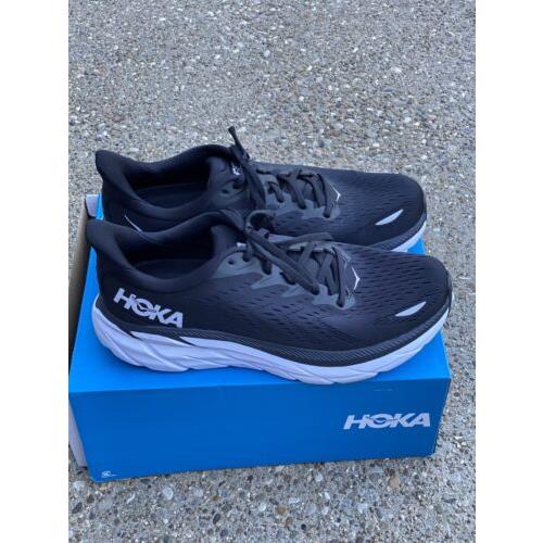 Hoka One Clifton 8 Running Shoes Women`s Size US 8 B / EU 40 Black / White