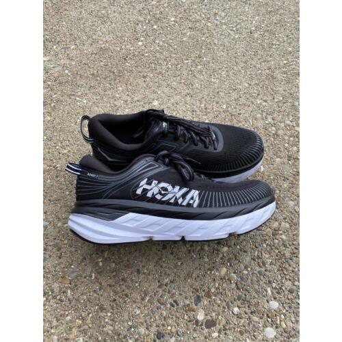 Hoka One One Bondi 7 Women s Size US 6 B Black White Running Shoe
