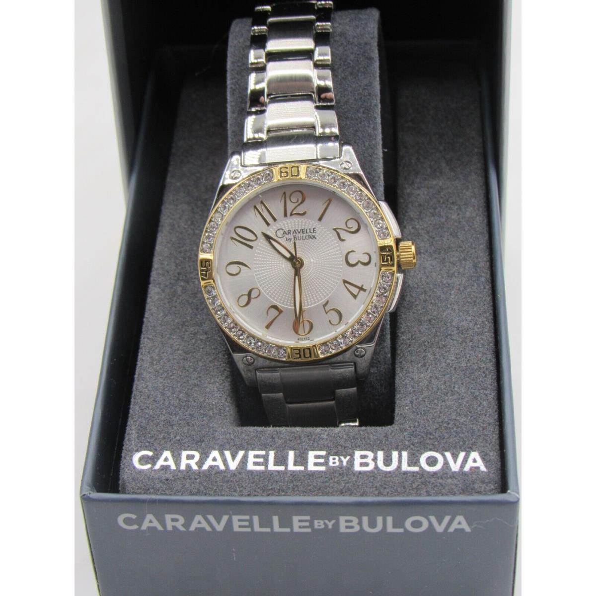 Caravelle BY Bulova 45L132 Women`s Round Analog Crystal Gold Silver Tone Watch