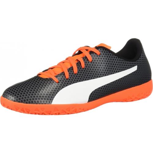 Puma Men`s Spirit Indoor Trainer Soccer-shoe Puma Black-puma White-shocking Orange