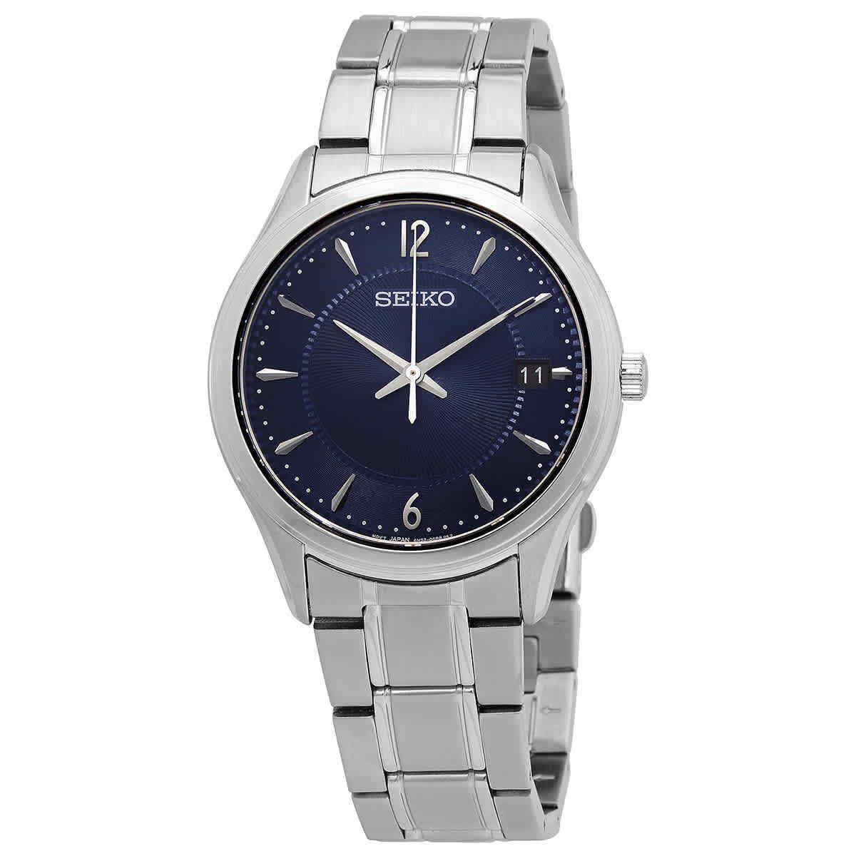 Seiko Essentials Quartz Blue Dial Stainless Steel Men`s Watch SUR419