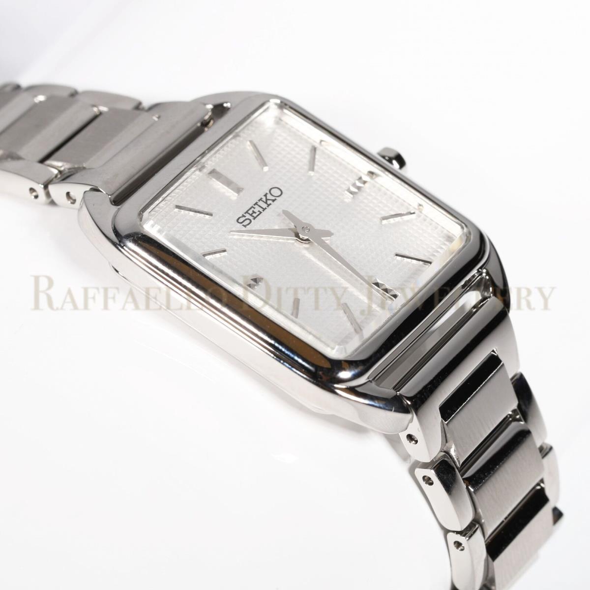 Seiko Ladies Watch Quartz Analog Rectangle White Dial Stainless Steel SWR073