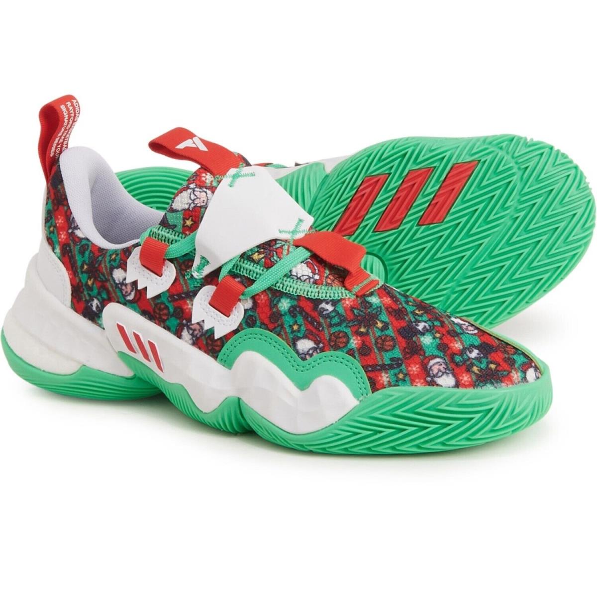 Adidas Trae Young 1 Shoes Men Sz 6 / Women Sz 7 Green Red White Christmas GY0305 - Multicolor