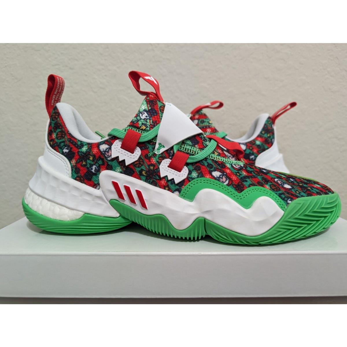 Adidas Trae Young 1 Christmas Basketball Screaming Green Red GY0305 Size 10 - Green