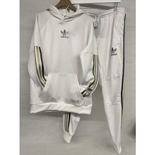 Mens Adidas Chile20 Full Tracksuit Set Track Top Pants White/gold Med Large