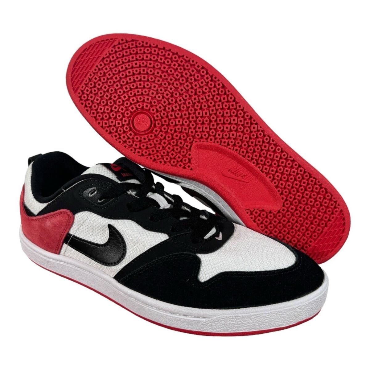 Nike Men`s SB Alleyoop Classic Skate Shoes White Black University Red Size 10