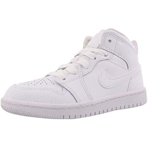 Nike Jordan Preschool Jordan 1 Mid PS 640734 130 Triple White - Size 3Y