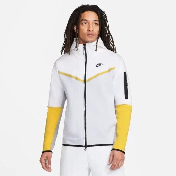 Nike Sportswear Tech Fleece FZ Hoodie White Vivid Sulfur CU4489 102 Men`s Xxl