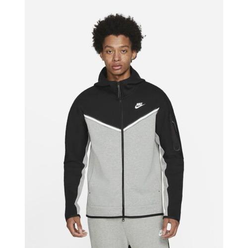 Nike Sportswear Tech Fleece Full Zip Hoodie Black Grey Mens Sz Medium CU4489-016