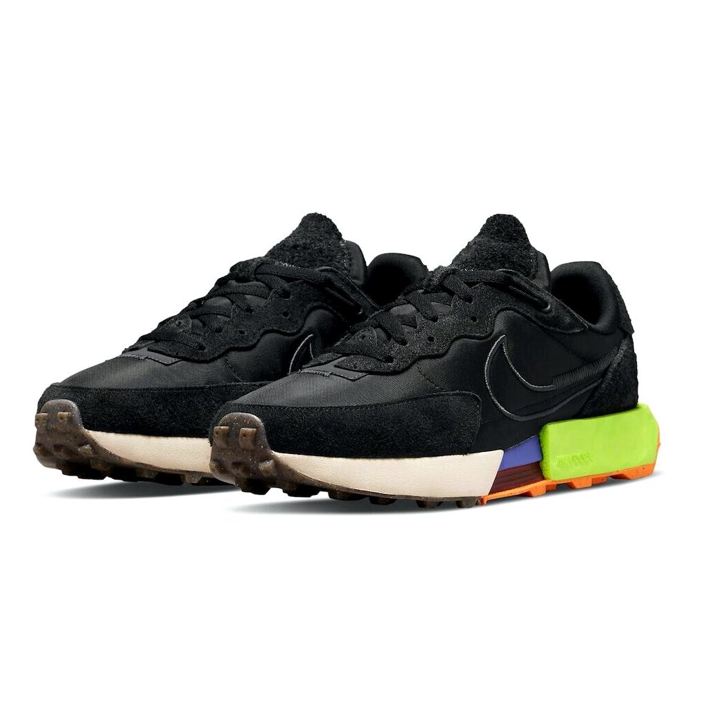 Nike Fontanka Waffle Womens Size 10 Sneaker Shoes DC3579 001 Black Volt