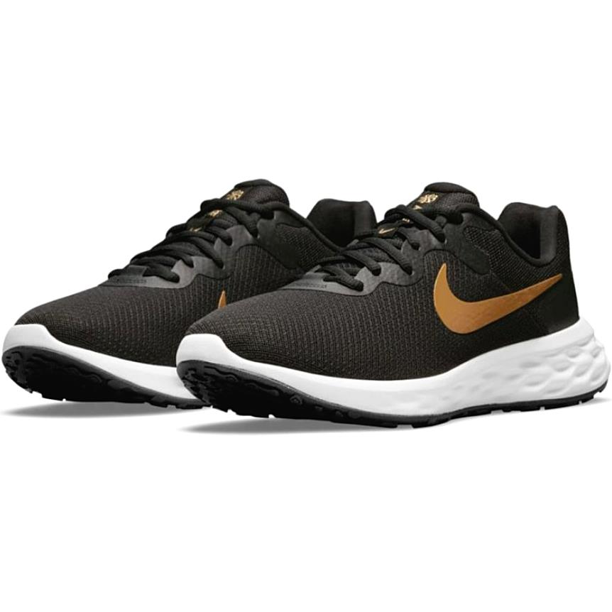 Nike Revolution 6 Next Nature Running Shoes Men`s Size 14 Black/ Gold DC3728-002