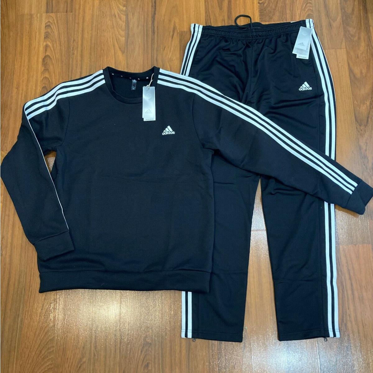 Adidas Men`s Crew Neck Sweatshirt Tricot Pants 2pc Set Size M Tracksuit